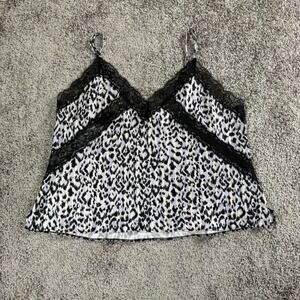 Victoria's Secret Y2K Babydoll Cami Womens Large Leopard Print Lace Coquette‎
